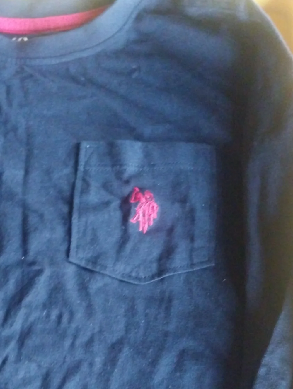 U.S. Polo Assn. Navy Long Sleeve Top with Gold Logo Accent